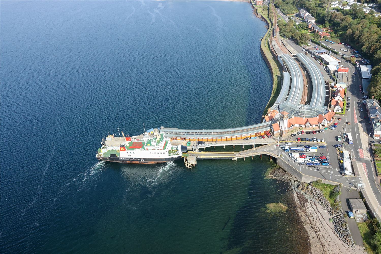 aerial view of wemyss bay ferry terminal
